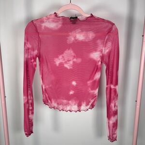 Free Press Pink and White Tie-Dye Long Sleeve Top